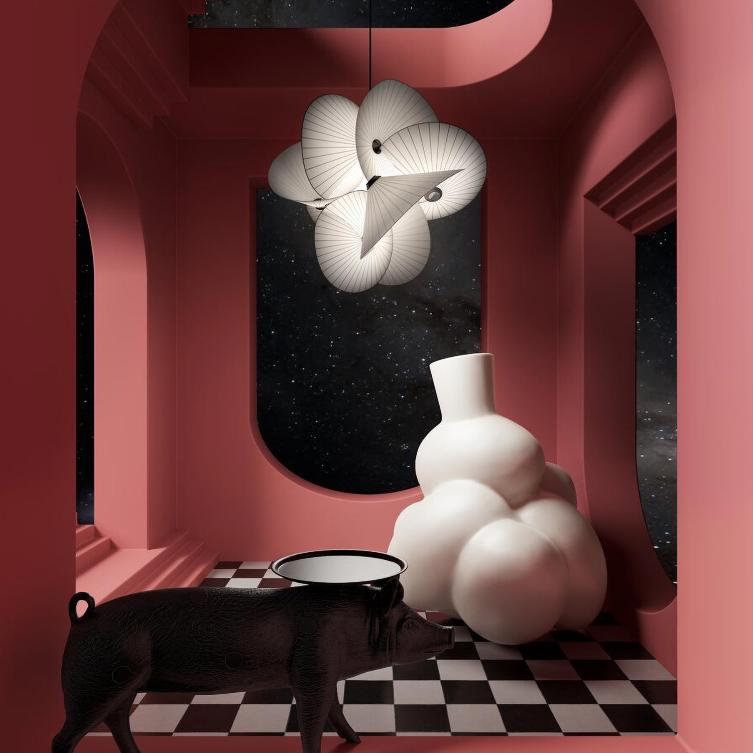 Serpentine Pendant Light in exhibition.