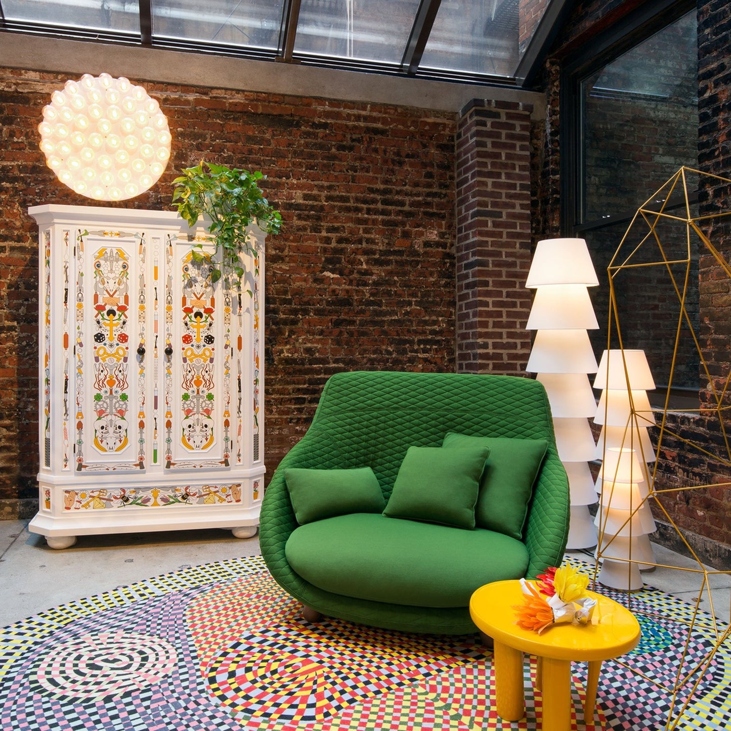 Set Up Shade Floor Lamp in living room.