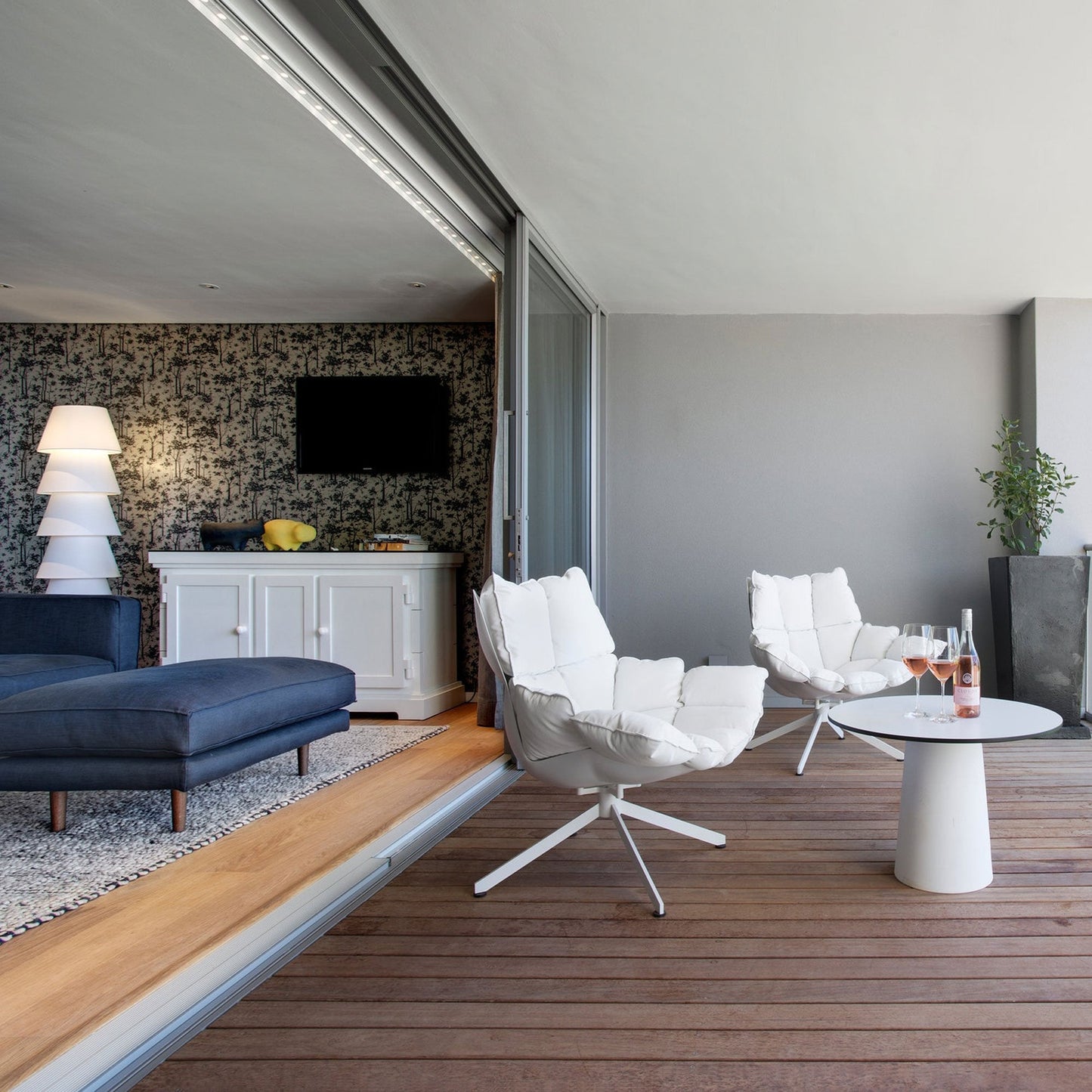 Set Up Shade Floor Lamp in living room.