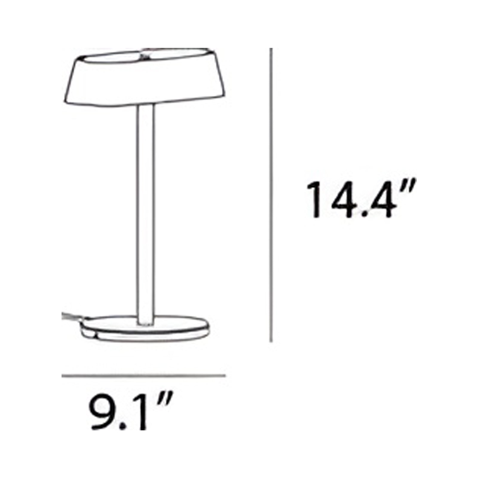 Linear LED Table Lamp - line drawing.