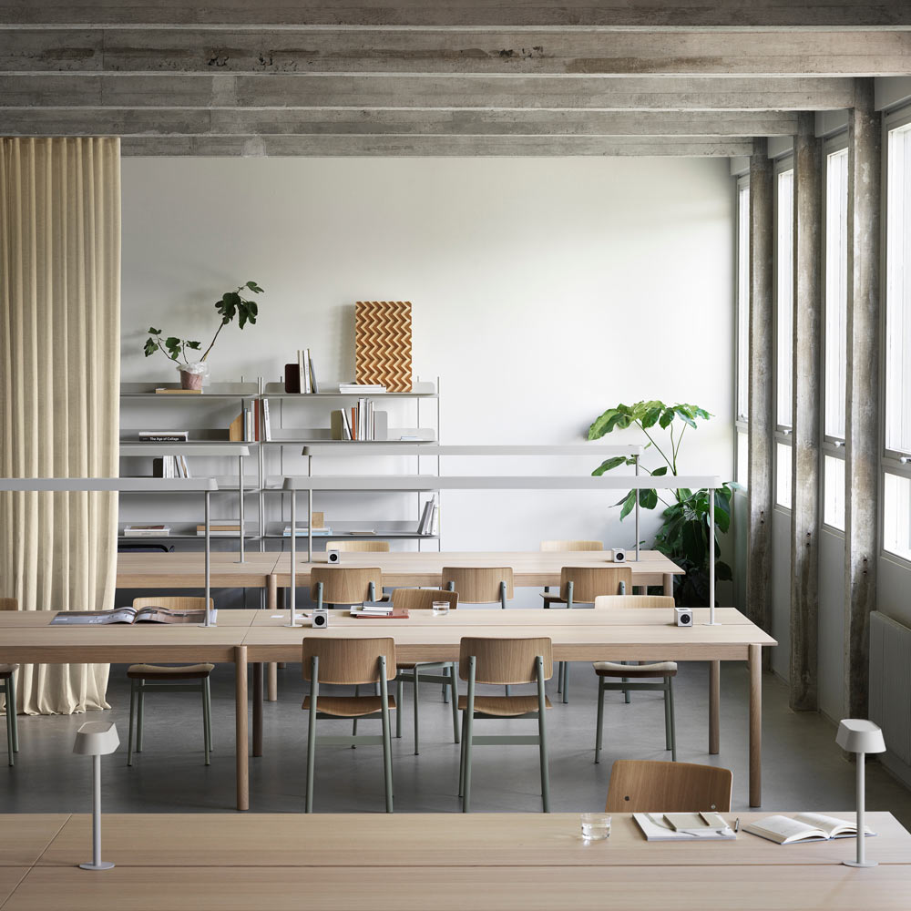 Linear Mounted LED Table Lamp in library.