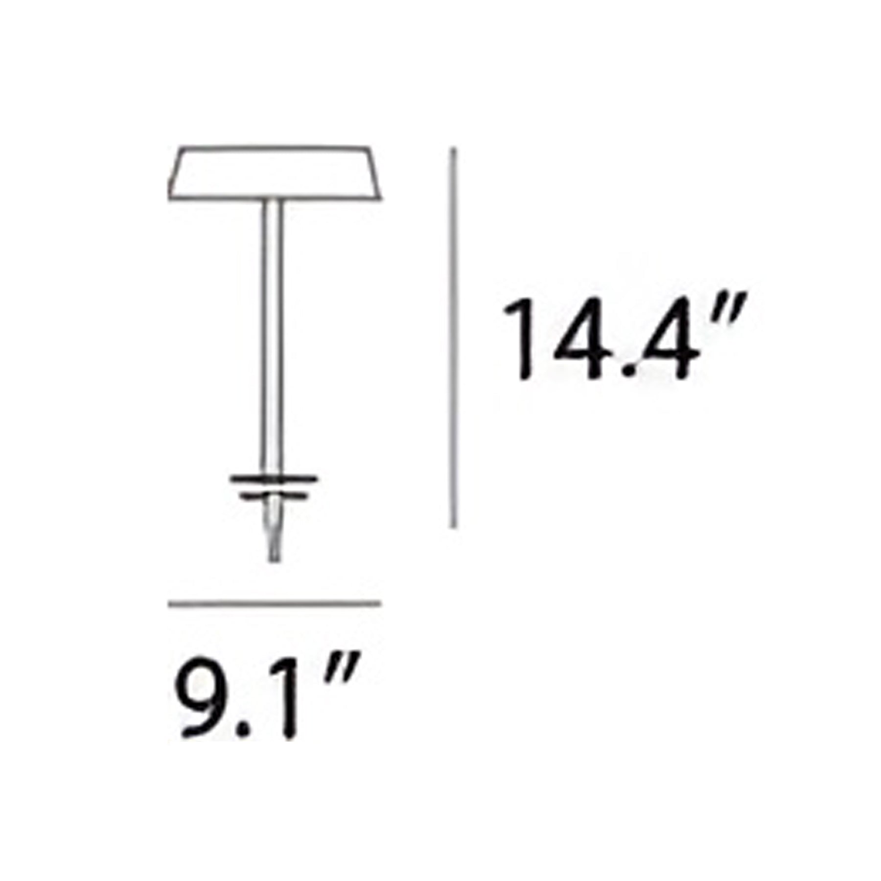 Linear Mounted LED Table Lamp - line drawing.