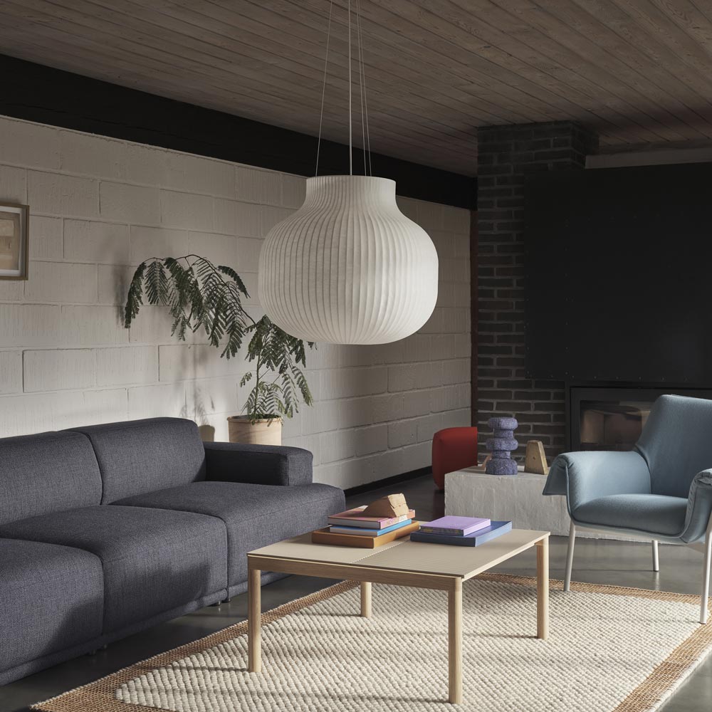 Strand Closed Pendant Light in living room.