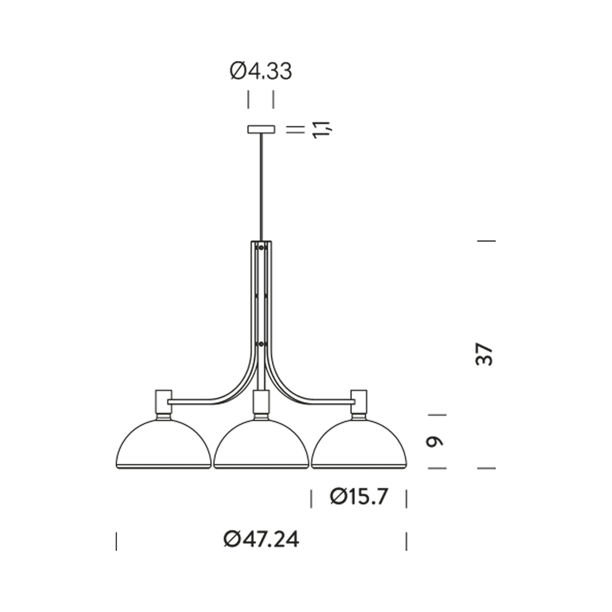 AS43C Pendant Light - line drawing.