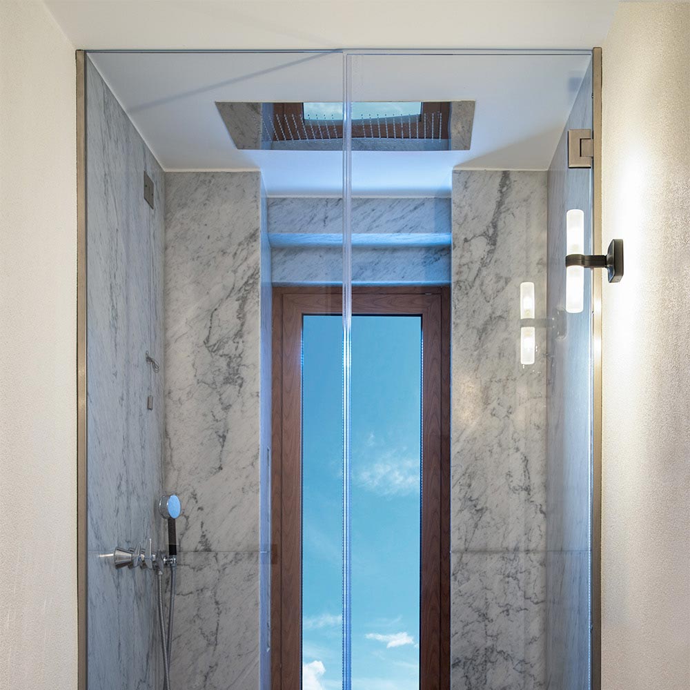 Crown Single Wall Light in bathroom.