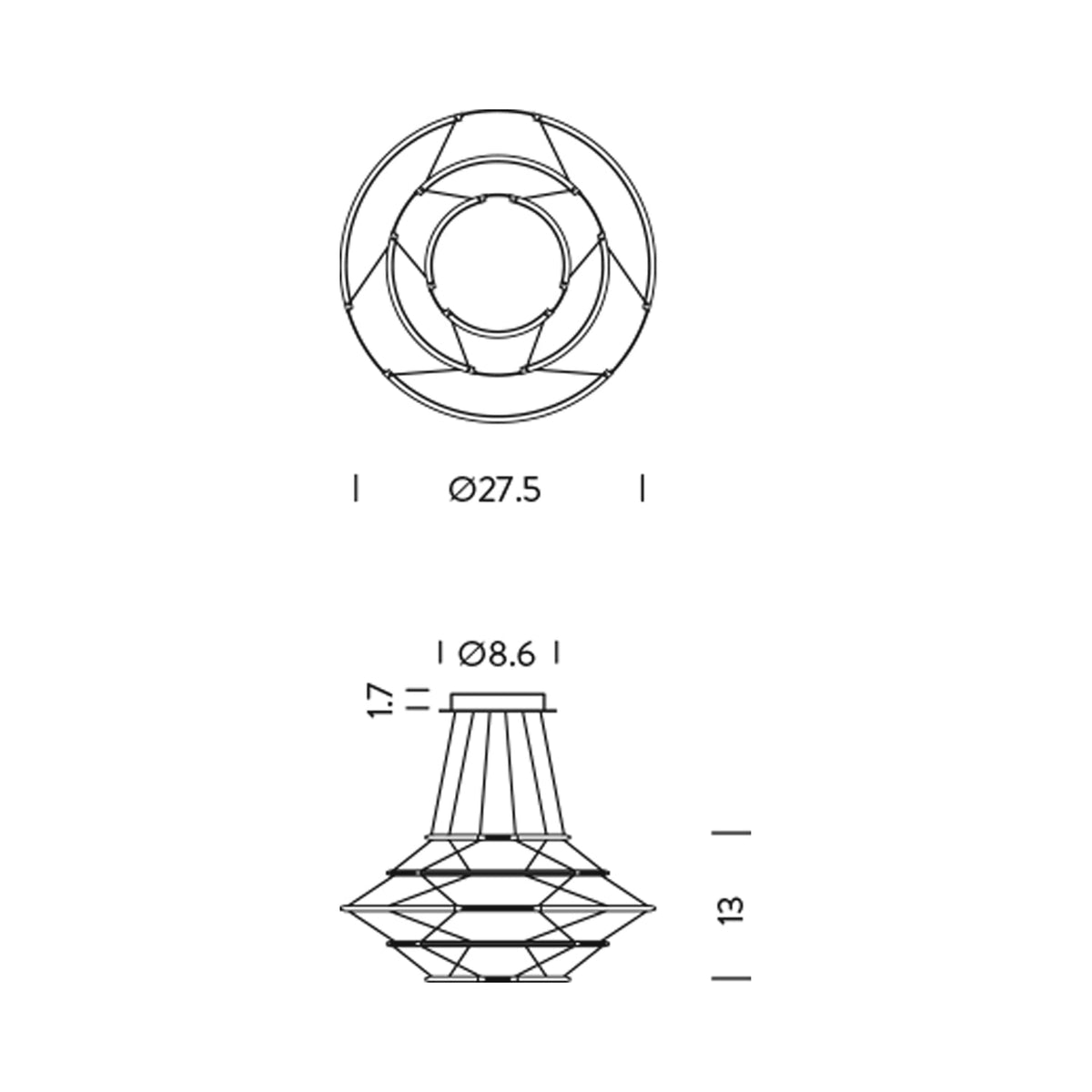 Drop LED Pendant Light - line drawing.