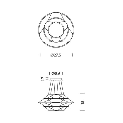 Drop LED Pendant Light - line drawing.