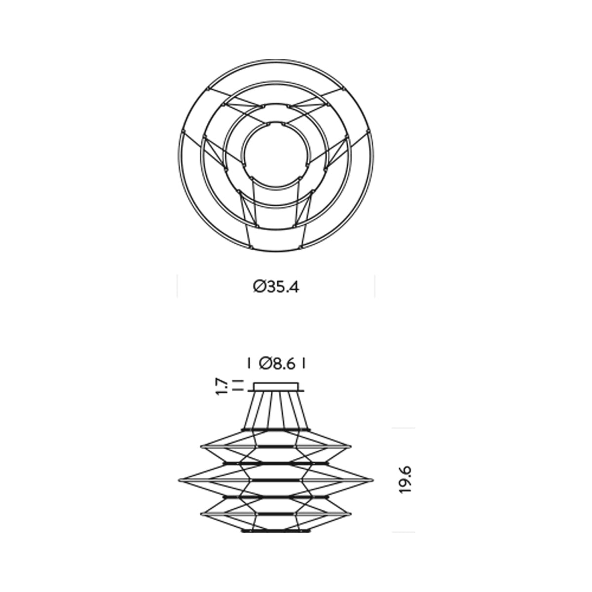 Drop LED Pendant Light - line drawing.