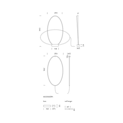 Ellisse LED Floor / Wall Light - line drawing.