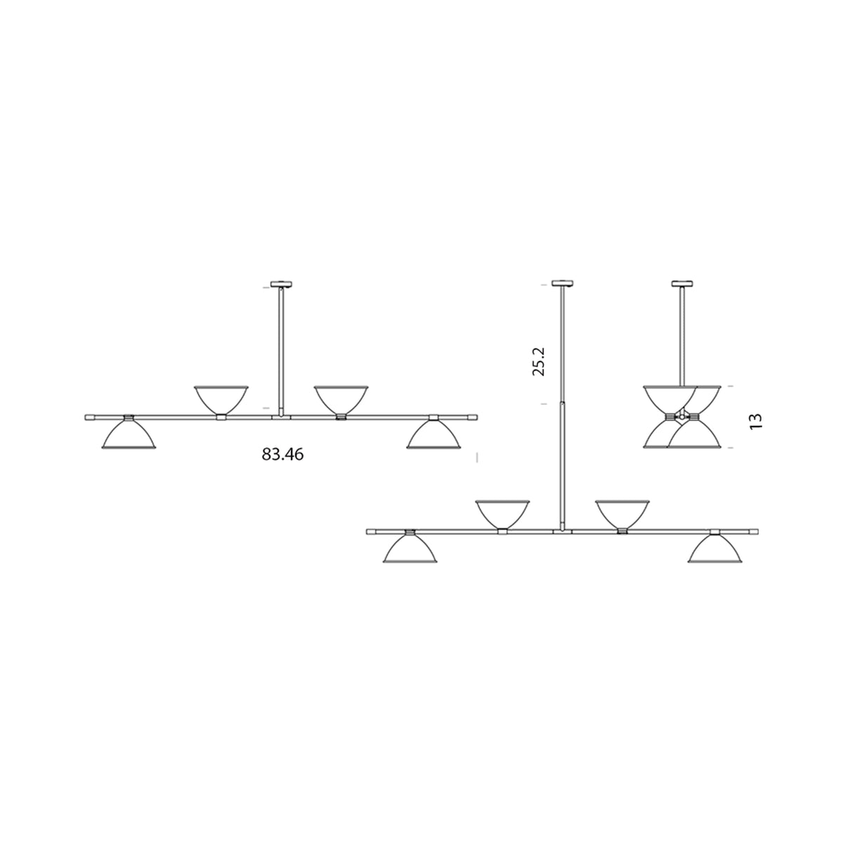 LBB01 Pendant Light - line drawing.