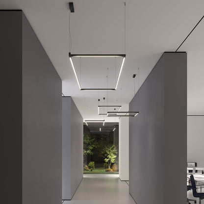 Linescapes Desk Matrix Horizontal LED Pendant Light in living room.