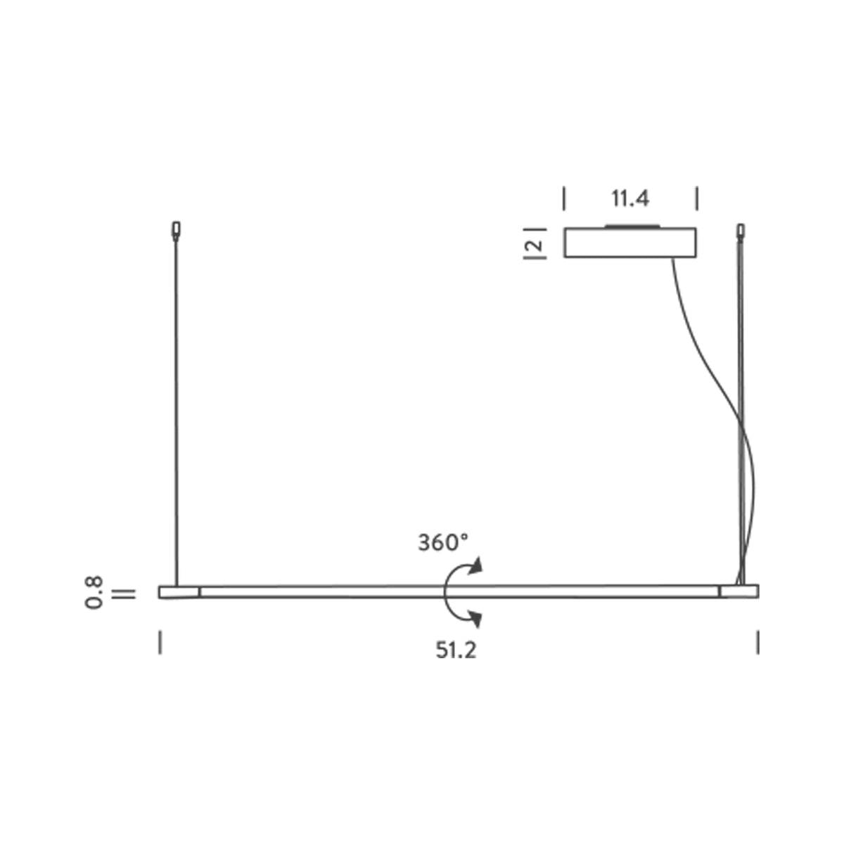 Linescapes Horizontal LED Pendant Light - line drawing.