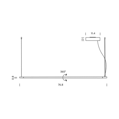 Linescapes Horizontal LED Pendant Light - line drawing.