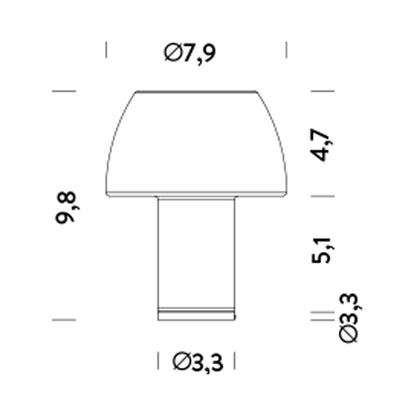 Lorosae LED Rechargeable Table Lamp - line drawing.