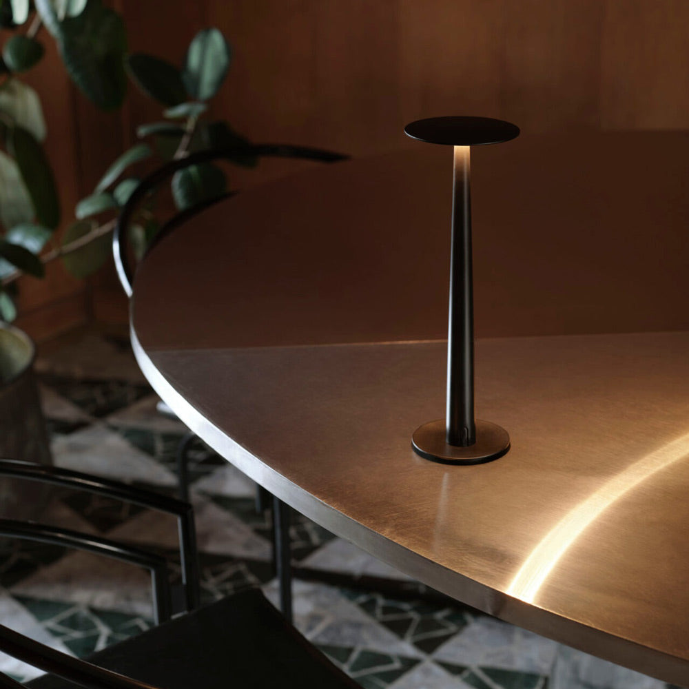 Portofino LED Rechargeable Table Lamp in living room.