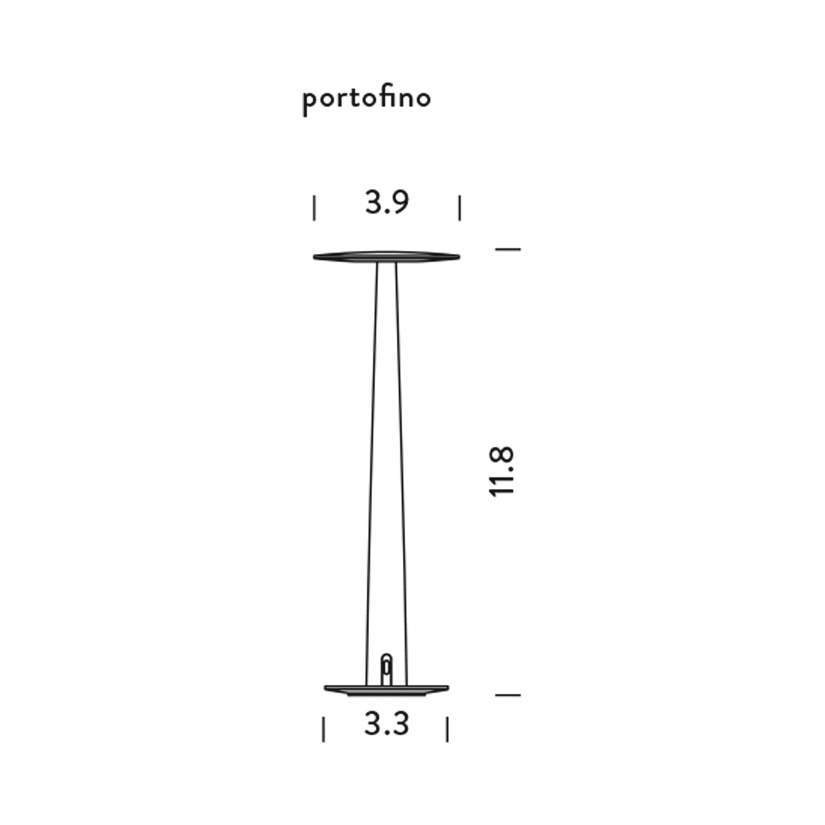 Portofino LED Rechargeable Table Lamp - line drawing.