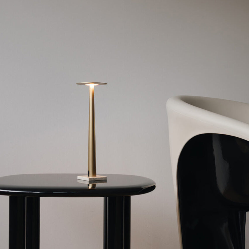 Portofino Marble LED Rechargeable Table Lamp in living room.