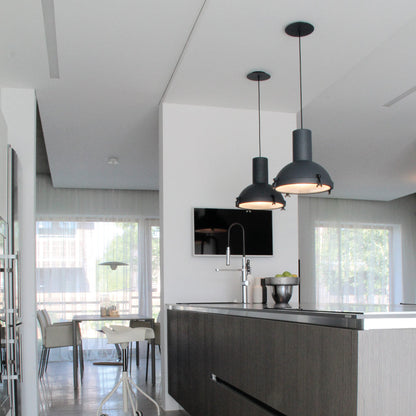 Projecteur Pendant Light in dining room.