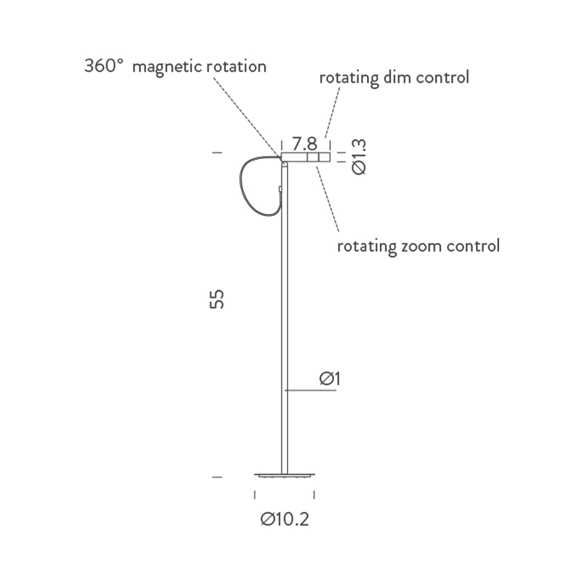 Type LED Floor Lamp - line drawing.