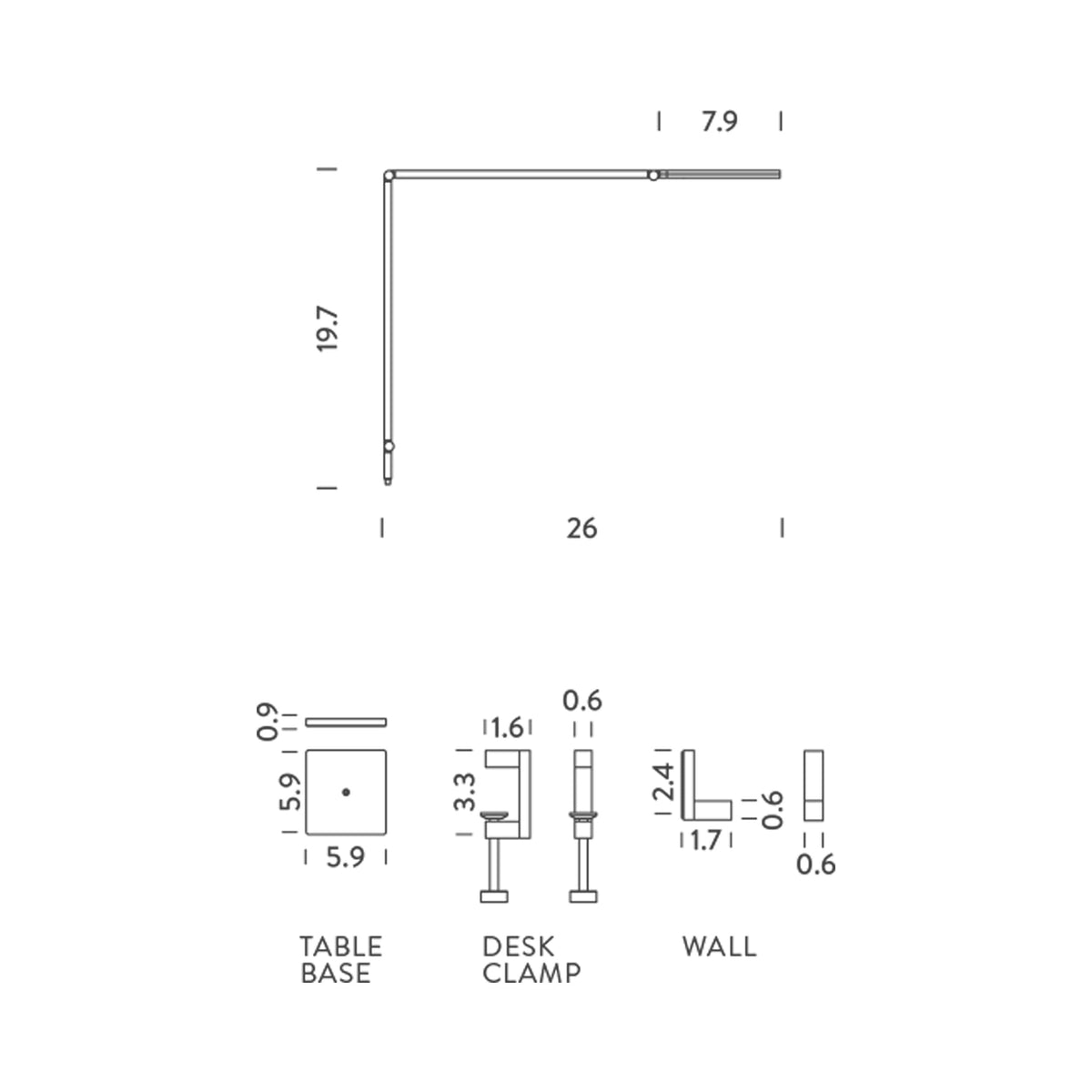Untitled Linear LED Table / Wall Light - line drawing.