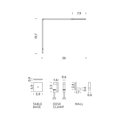 Untitled Linear LED Table / Wall Light - line drawing.