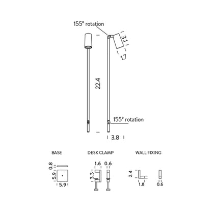 Untitled Spot LED Table Lamp - line drawing.