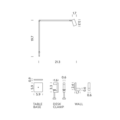 Untitled Spot LED Table / Wall Light - line drawing.