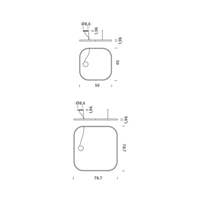 Zirkol LED Square Pendant Light - line drawing.