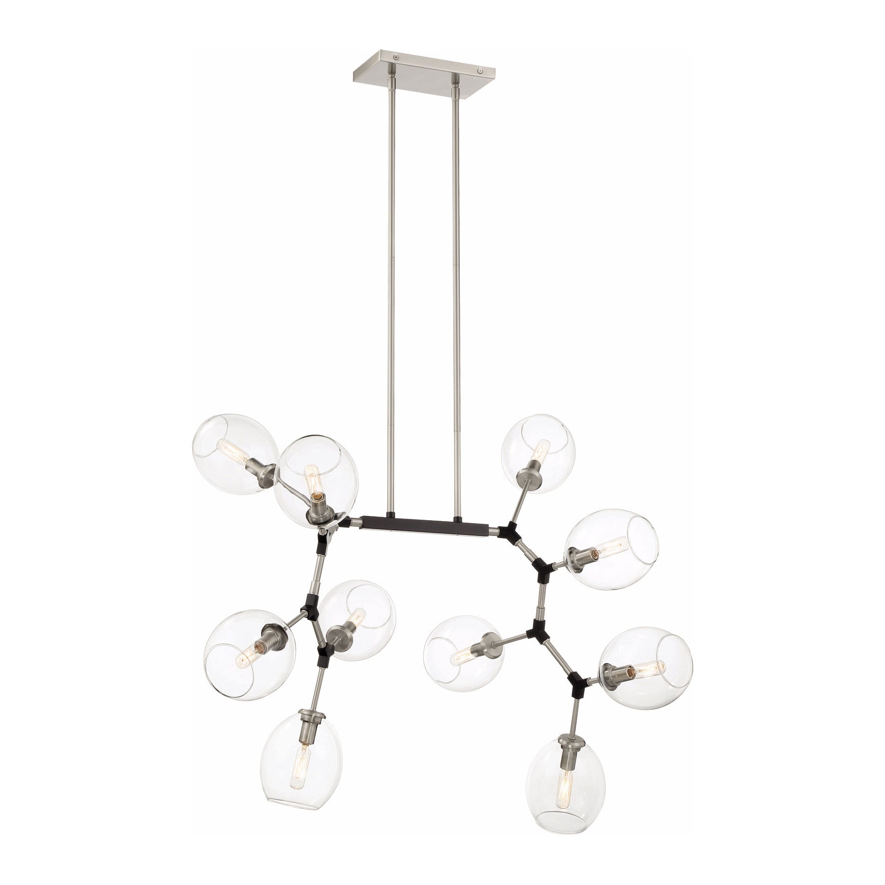 Nexpo Linear Pendant Light in Brushed Nickel/Black (10-Light).