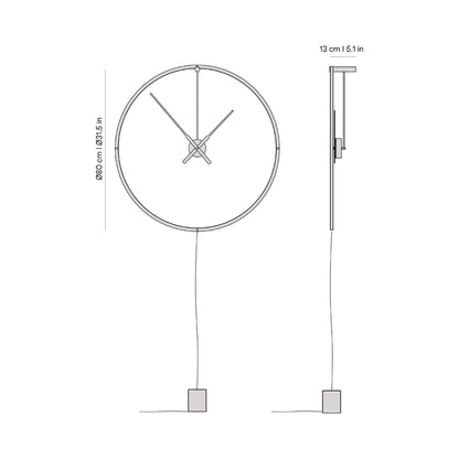 Ombra Premium LED Wall Clock - line drawing.
