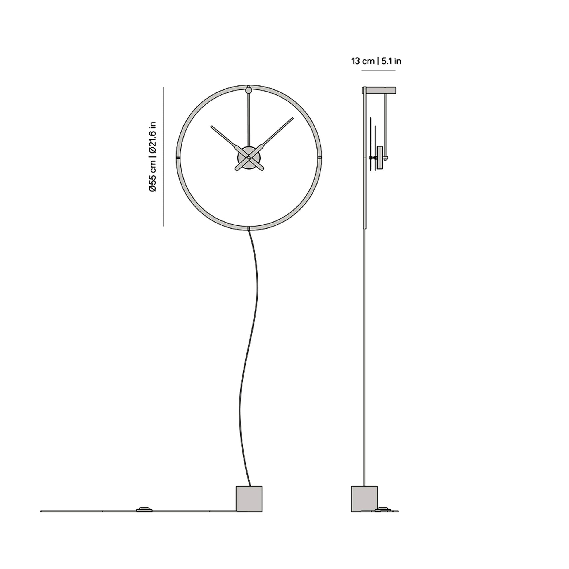 Ombra Premium LED Wall Clock - line drawing.
