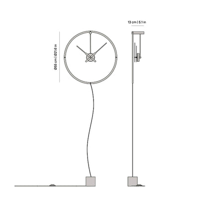 Ombra Premium LED Wall Clock - line drawing.