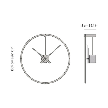 Ombra Premium LED Wall Clock - line drawing.