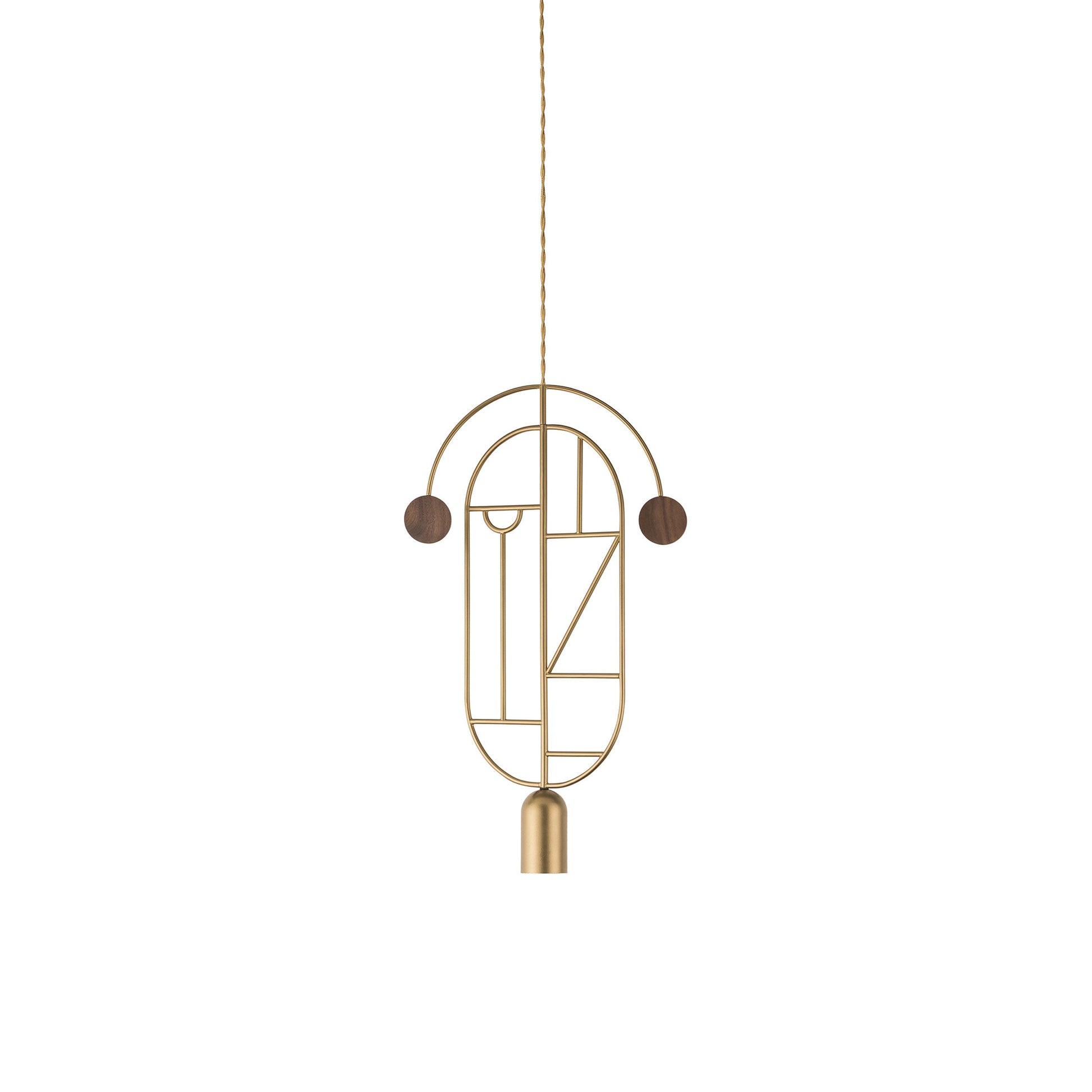 Wooden Dots WD07 Pendant Light in Brass/Walnut.