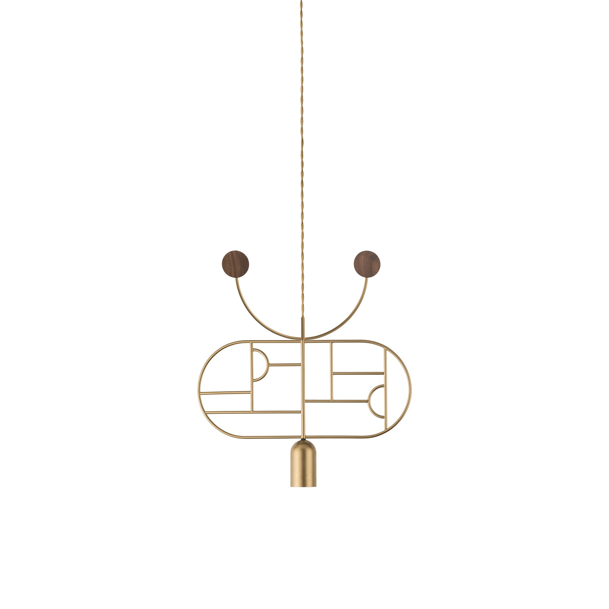 Wooden Dots WD08 Pendant Light in Brass/Walnut.