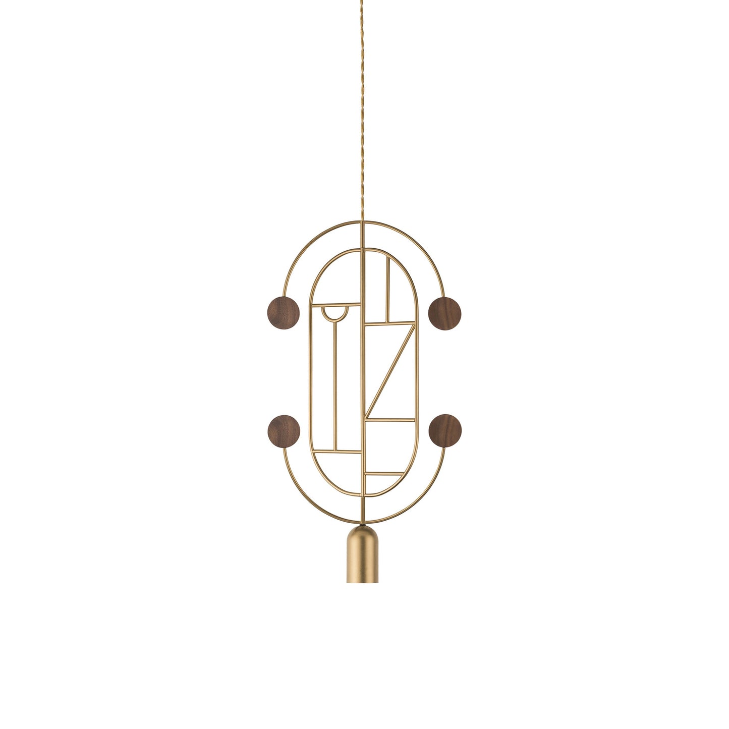 Wooden Dots WDS04 Pendant Light in Brass/Walnut.