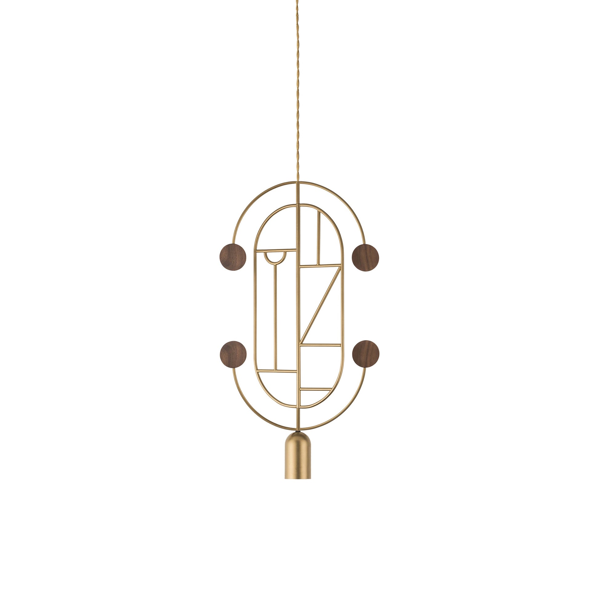 Wooden Dots WDS04 Pendant Light in Brass/Walnut.