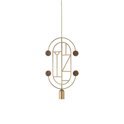 Wooden Dots WDS04 Pendant Light in Brass/Walnut.