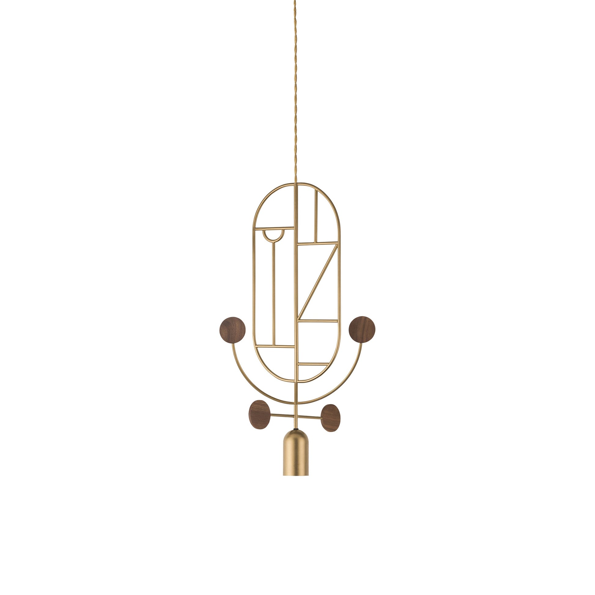 Wooden Dots WDS05 Pendant Light in Brass/Walnut.