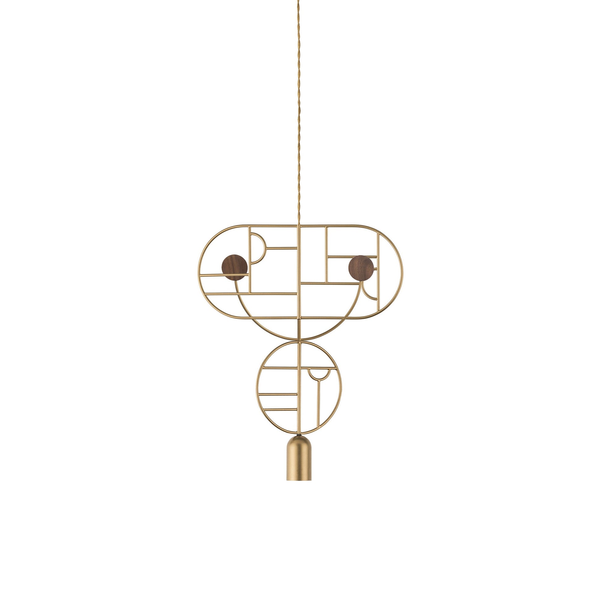 Wooden Dots WDS07 Pendant Light in Brass/Walnut.