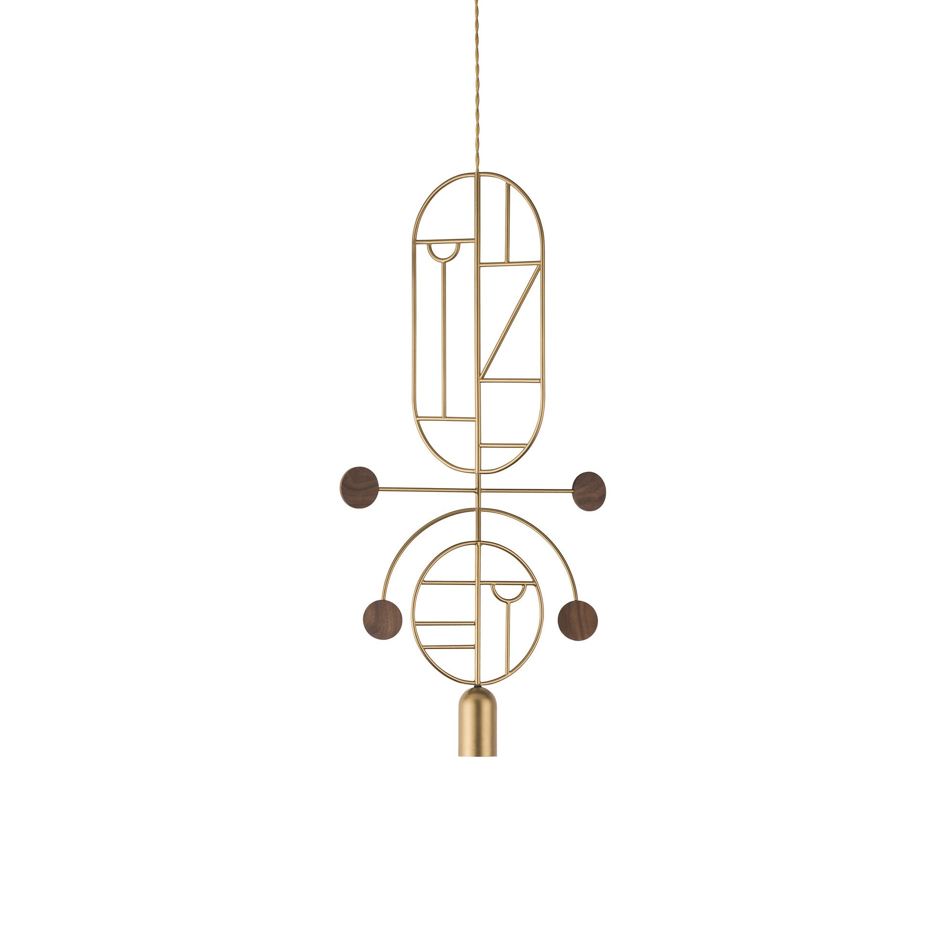Wooden Dots WDS08 Pendant Light in Brass/Walnut.