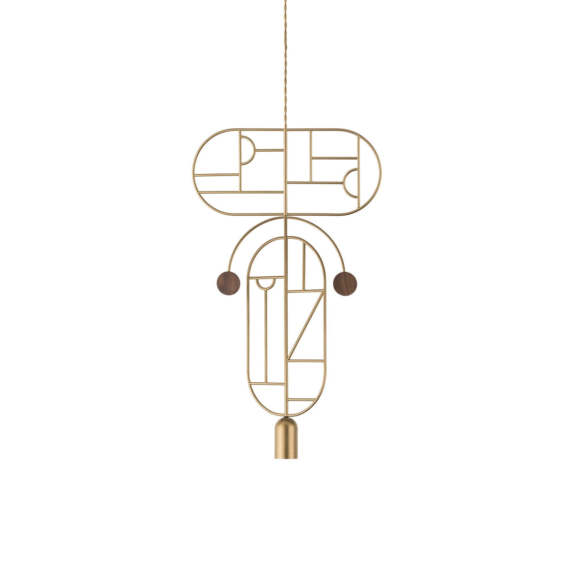 Wooden Dots WDS09 Pendant Light in Brass/Walnut.