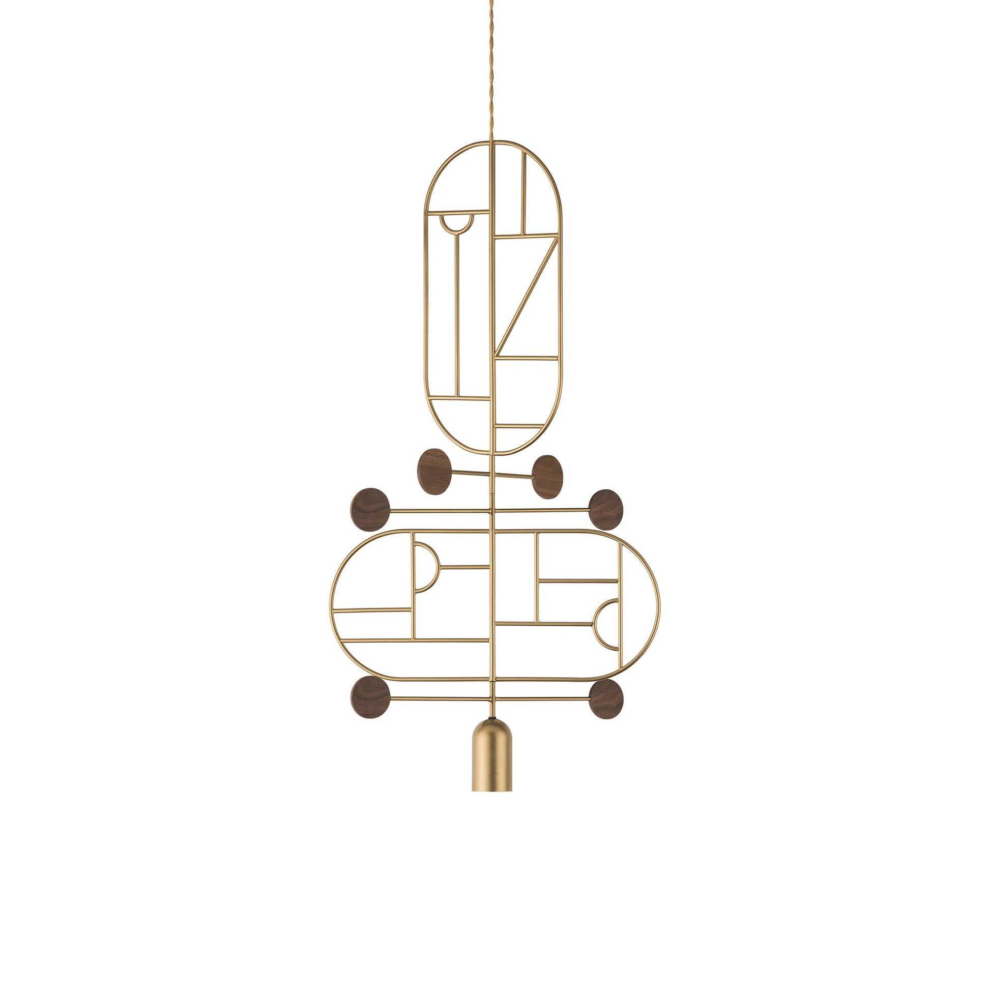 Wooden Dots WDS13 Pendant Light in Brass/Walnut.