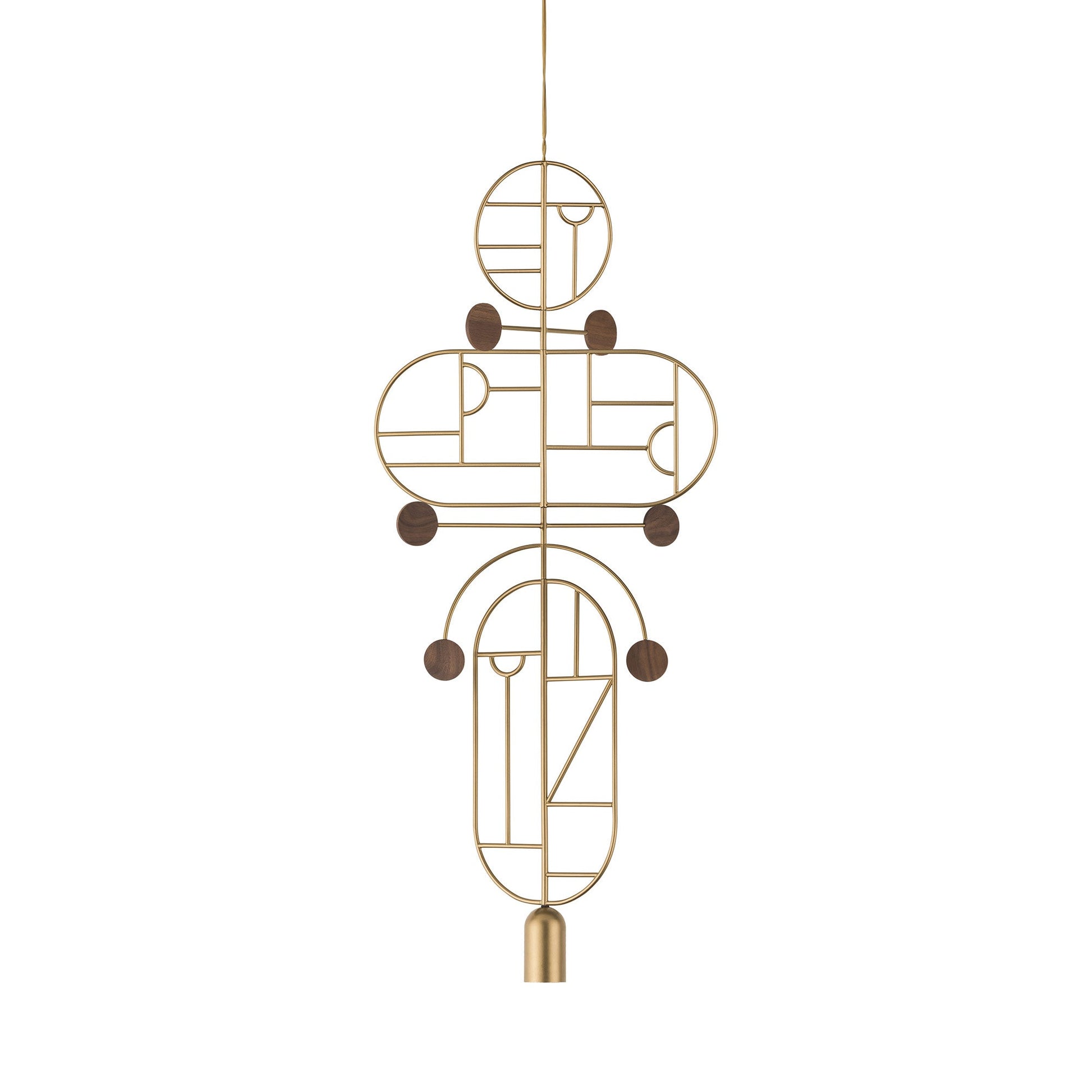 Wooden Dots WDS19 Pendant Light in Brass/Walnut.