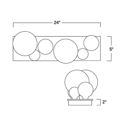 Hollywood Bath Wall Light - line drawing.