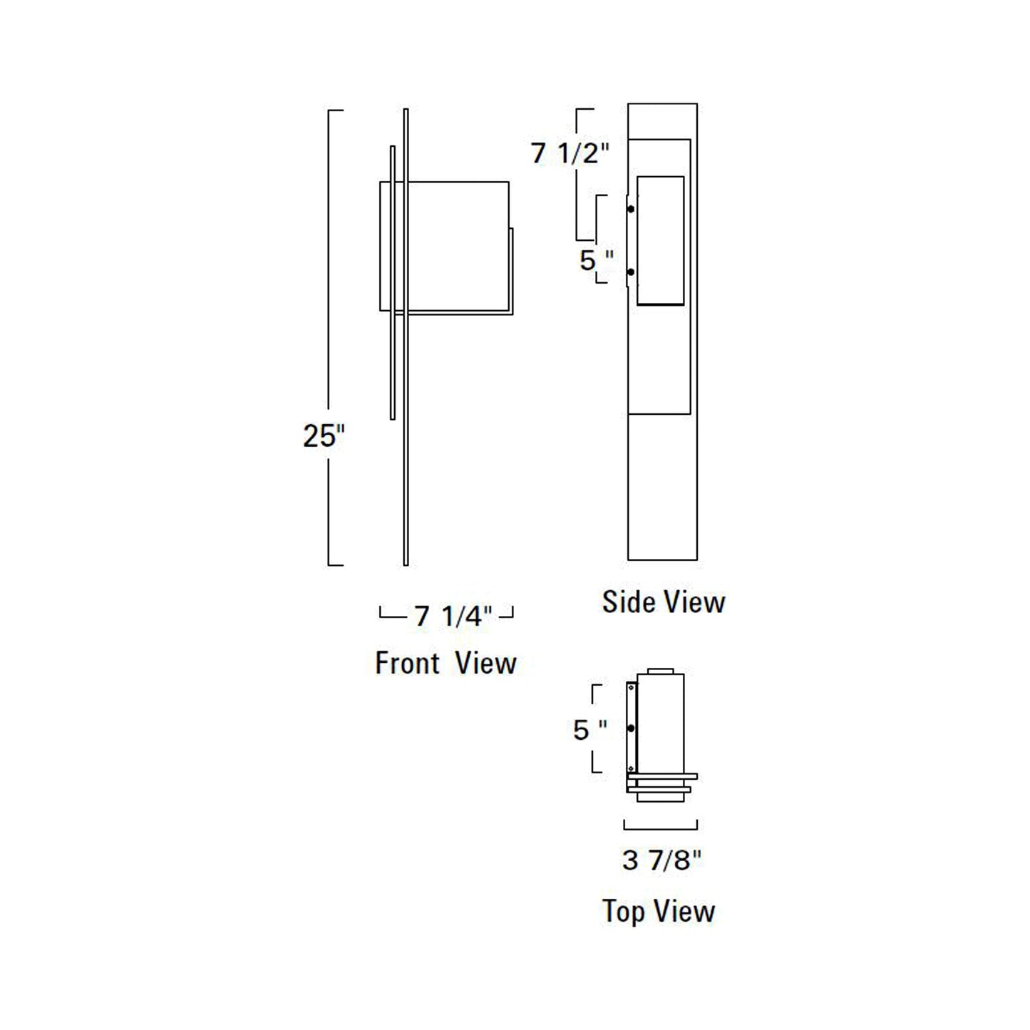 Oak Outdoor LED Wall Light - line drawing.
