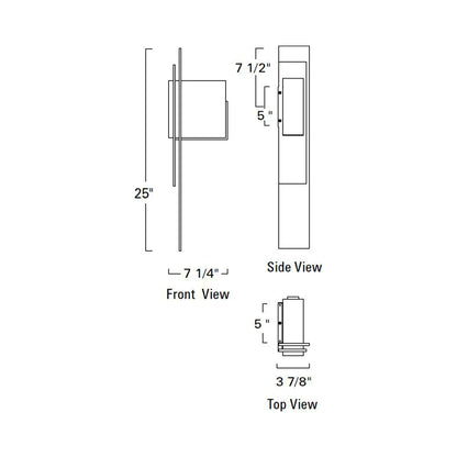 Oak Outdoor LED Wall Light - line drawing.