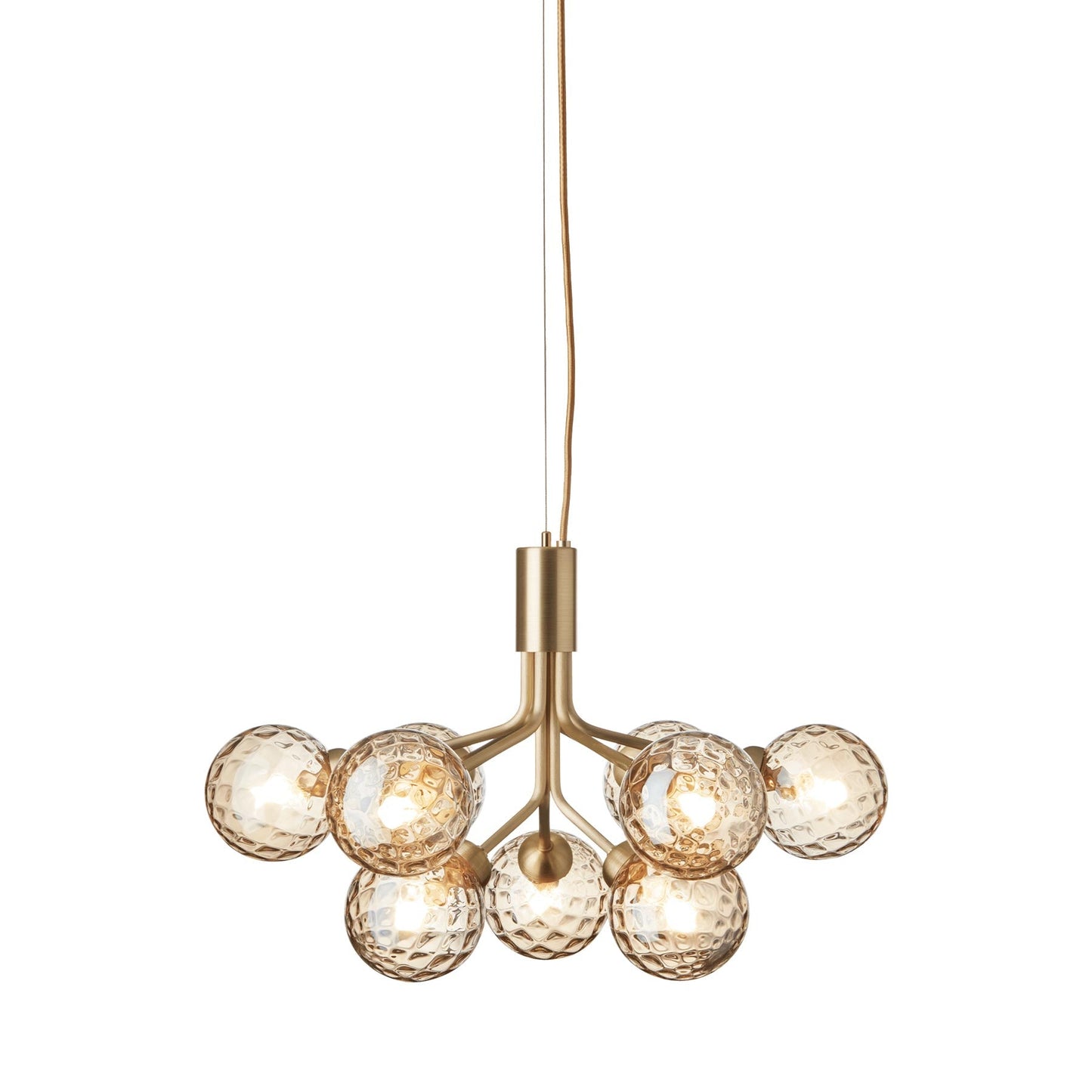 Apiales Chandelier in Brushed Brass/Optic Gold (9-Light).