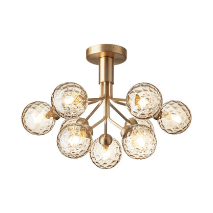 Apiales Semi Flush Mount Ceiling Light in Brushed Brass/Optic Gold (9-Light).