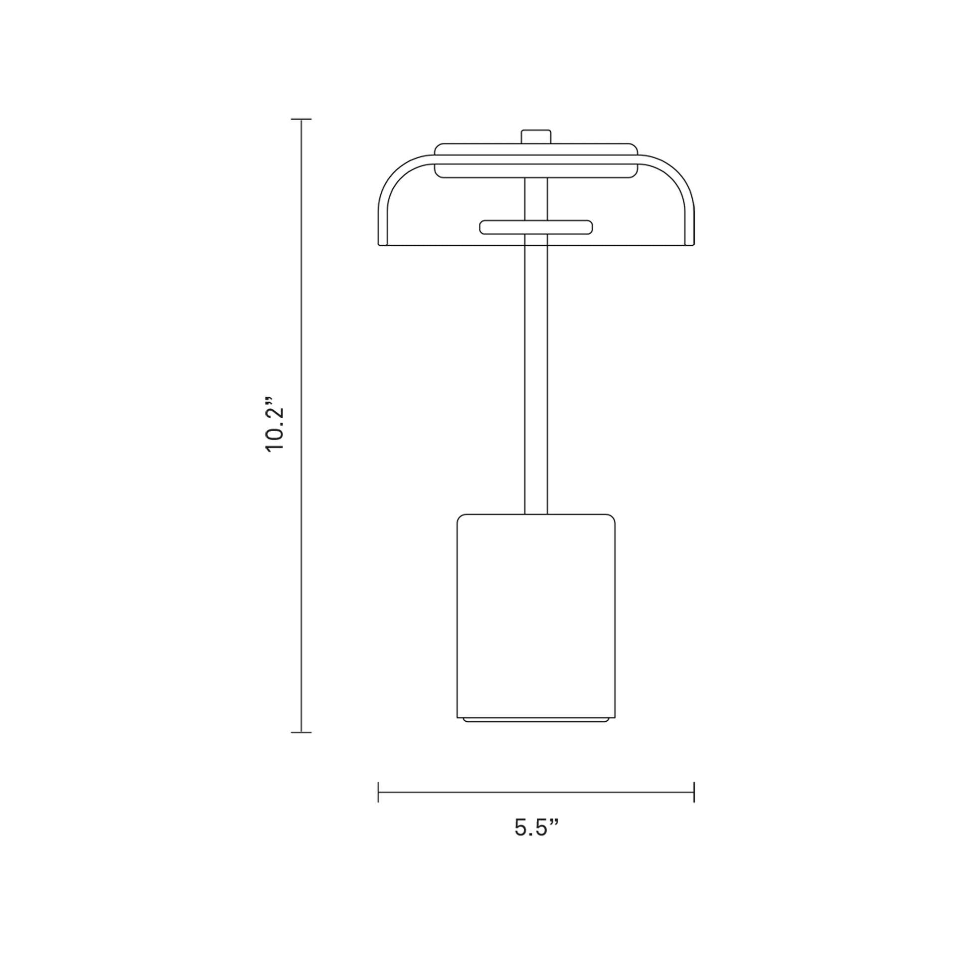 Blossi LED Mini Portable Table Lamp - line drawing.